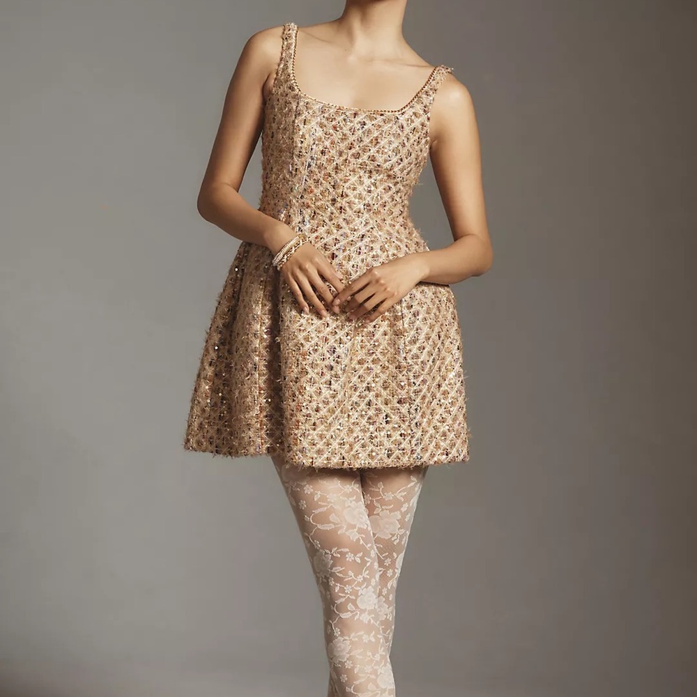 Anthropologie Size 14 Maeve Tweed Fit & Flare Mini Dress